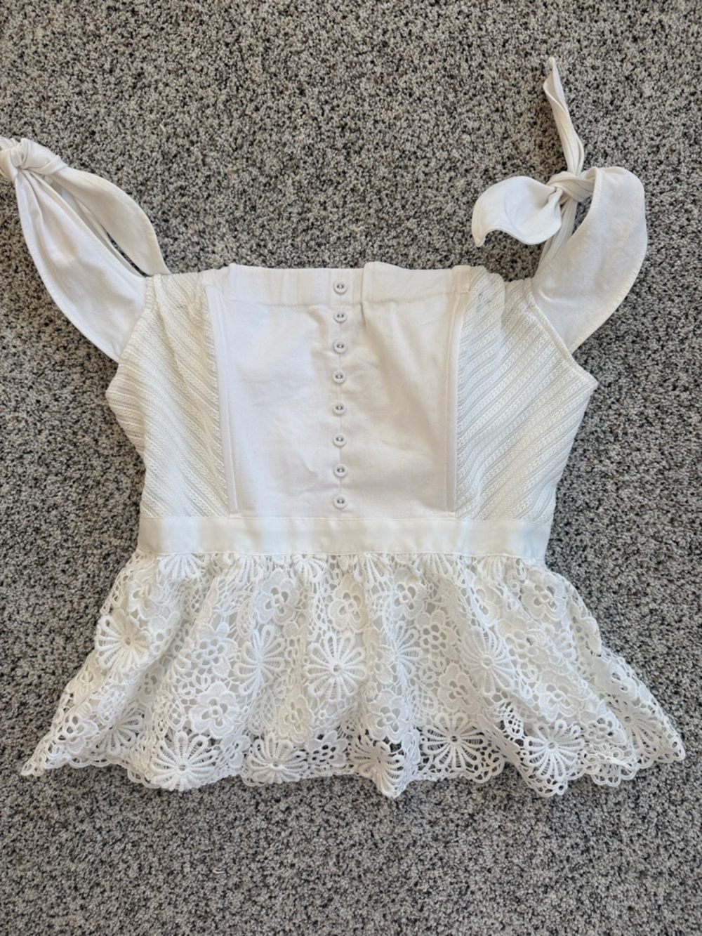 VENUS White Lace Peplum Tie-Shoulder Crop Top